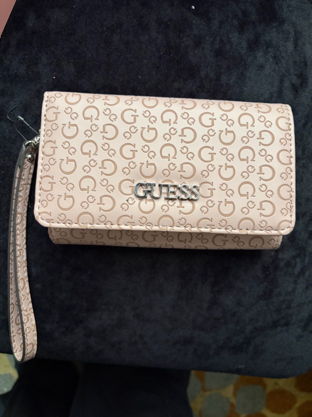 GUESS Pink Logo Embossed Wristlet Crossbody